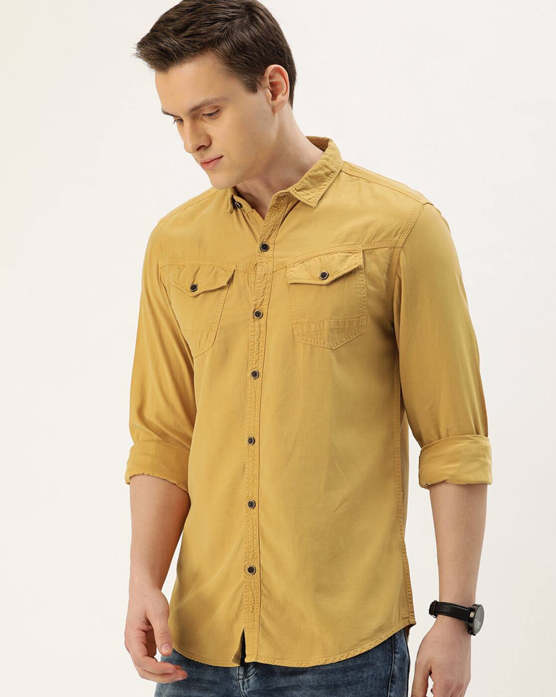 Buy Mustard Yellow Shirts for Men by 