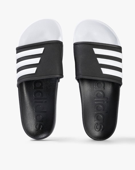 adidas flip flops black and white