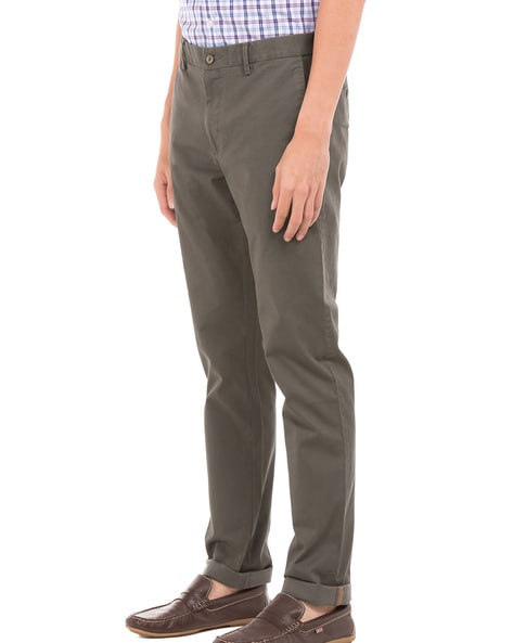 Mens formal linen pants WEEKDAY Solstice trousers Khaki Brown adjustable  waist