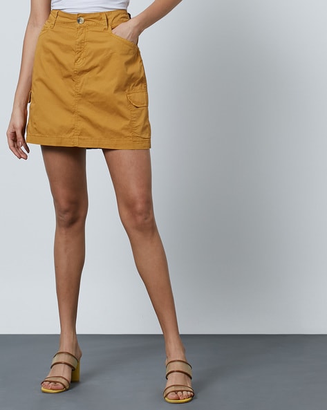 ICHI IHCENNY SK - A-line skirt - french vanilla/yellow - Zalando.co.uk