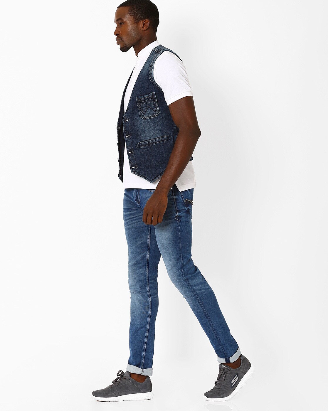 Denim waistcoat hi-res stock photography and images - Alamy