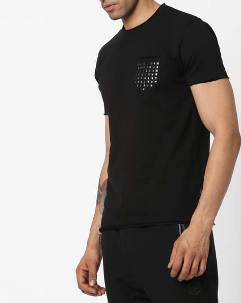 Pocket T-shirt with Raw Edges