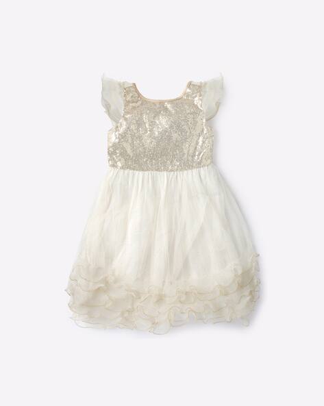 Sequinned Ruffled Fit & Flare Dress