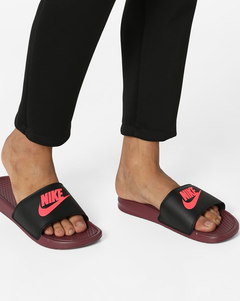 maroon nike slippers