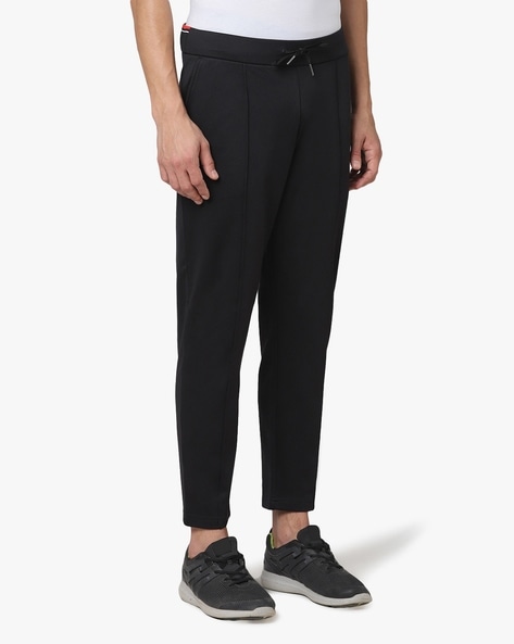 Buy GIORGIO ARMANI Flat-Front Relaxed Fit Trousers | Black Color Men | AJIO  LUXE