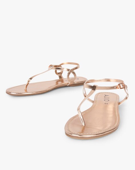 gold flat sandal