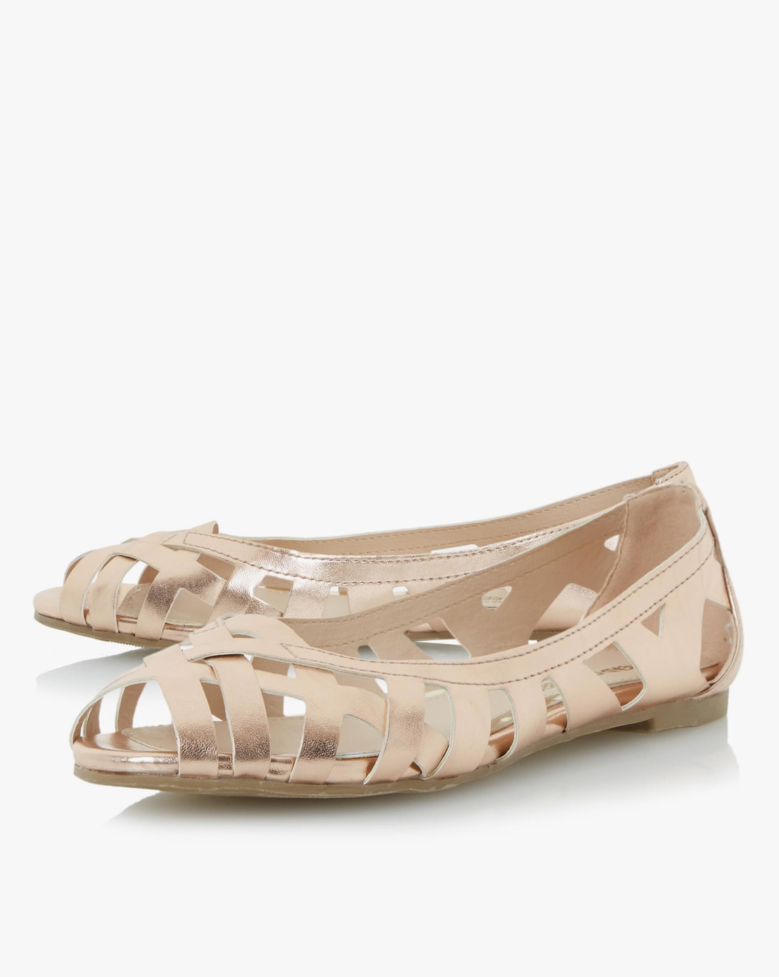 rose gold peep toe flats