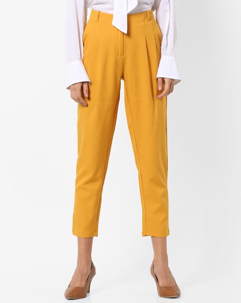 Mustard yellow trousers womens best sale