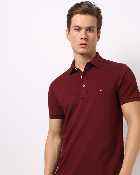 tommy hilfiger maroon t shirt