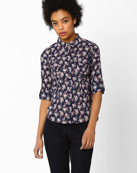 Buy Navy Blue Shirts for Women by DNMX Online