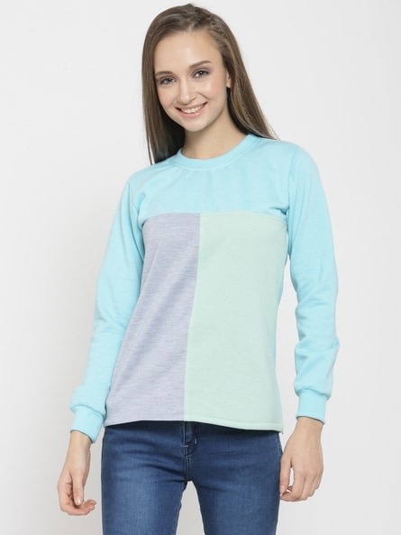 turquoise blue sweatshirt