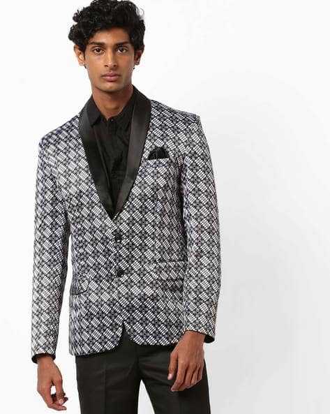 white printed blazer