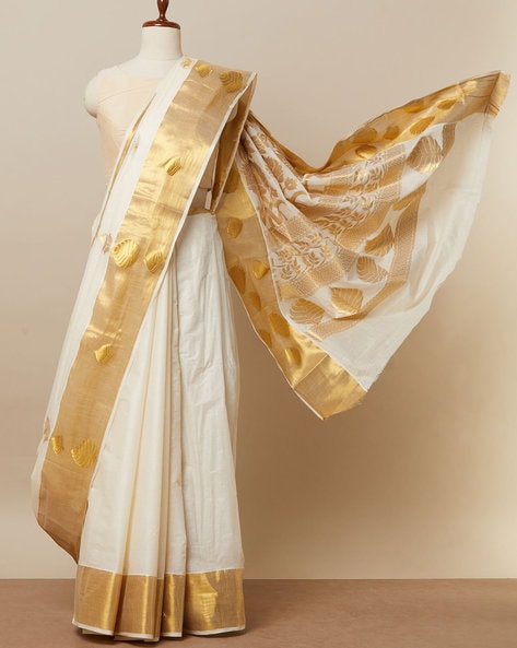 Kerala Kasavu Saree Premium Balaramapuram Handloom with Star Motif –  Keraloom