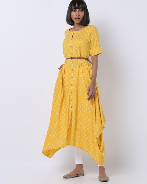 yellow dress with belt