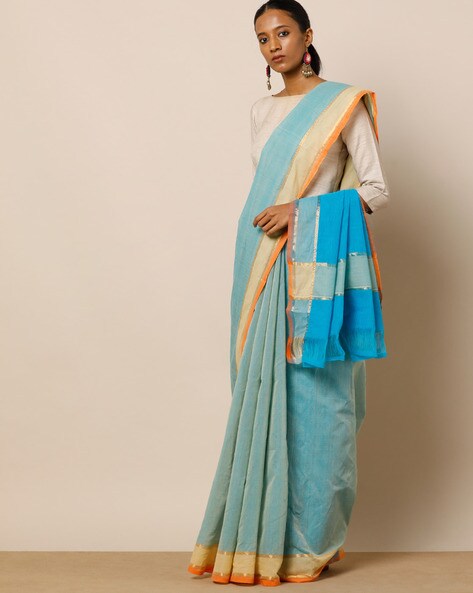 Buy Blue Sarees for Women by Indie Picks Online