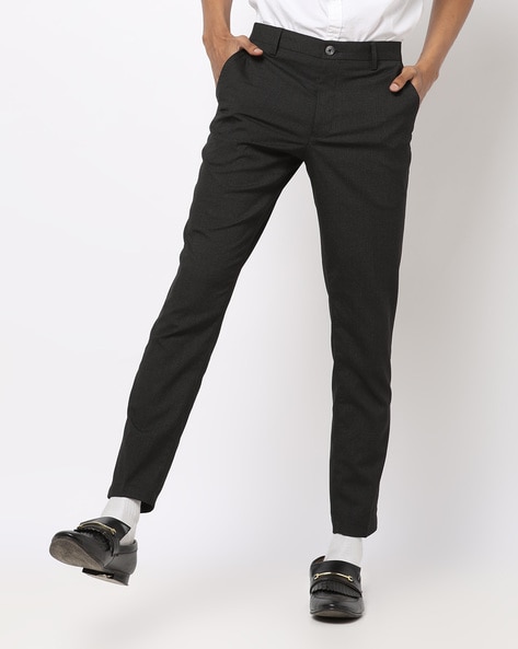 Buy Men Black Slim Fit Textured Casual Trousers Online  685856  Allen  Solly