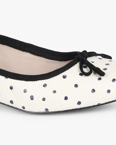 Black and white polka dot online wedges