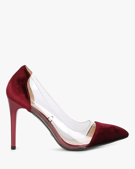 Buy Sherrif Shoes Women Maroon Embellished High Top Block Heels - Heels for  Women 18015442 | Myntra