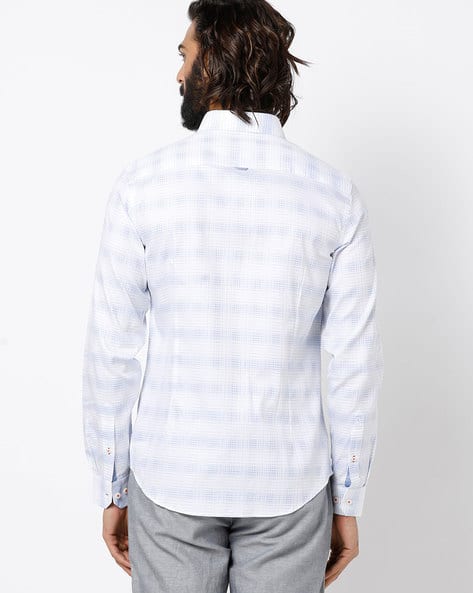 Checked Shirt with Spread Collar (Image - 3)