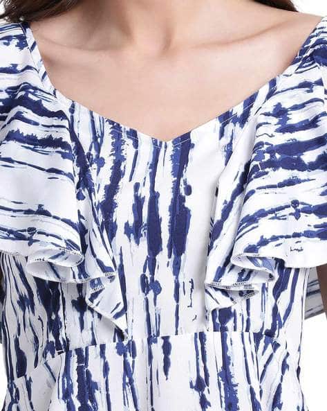 Tie & Dye Top with Ruffled Sleeves & Hemline (Image - 2)