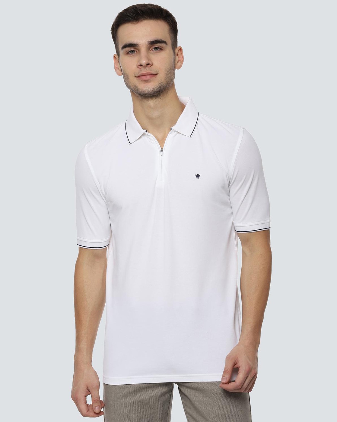 LOUIS PHILIPPE Solid Men Polo Neck White T-Shirt - Buy LOUIS
