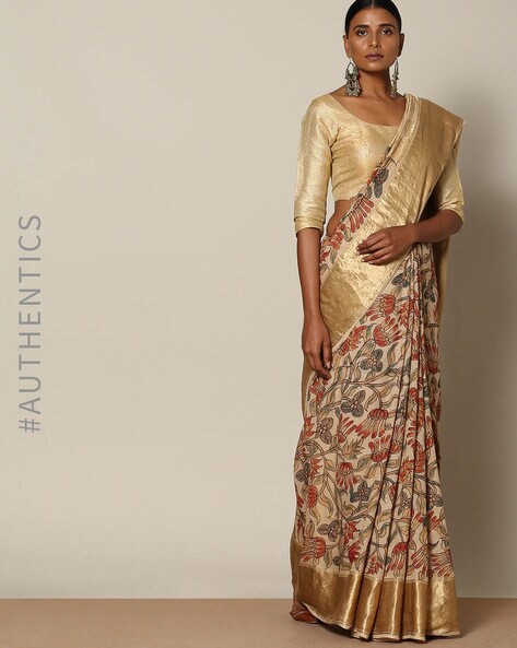 Buy Black & White Sarees for Women by Sun Kalamkari Online | Ajio.com