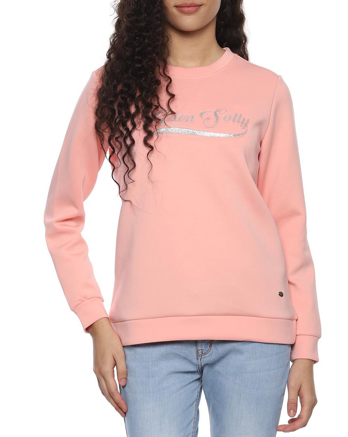 Plain Full Sleeves Ladies Peach Hooded Sweatshirt, Size: Large at Rs  499/piece in Aligarh