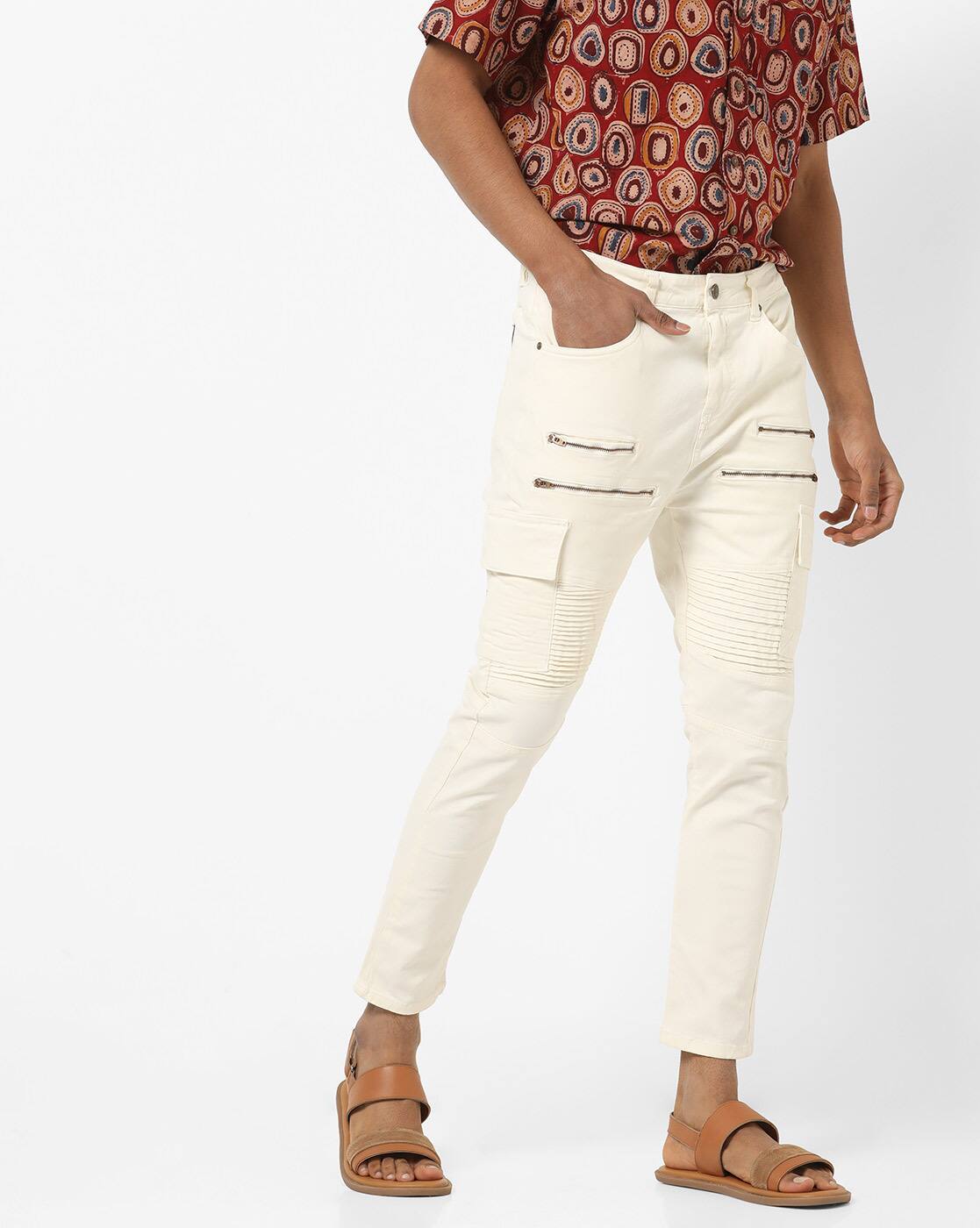 skinny cream trousers