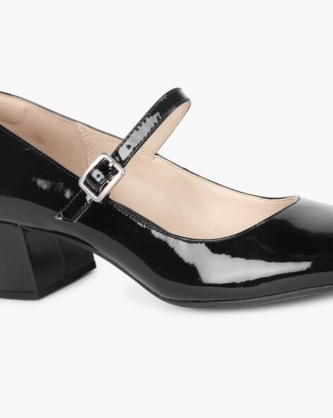 Women's Bow Decor Chunky Heeled Faux Patent Leather Mary - Temu