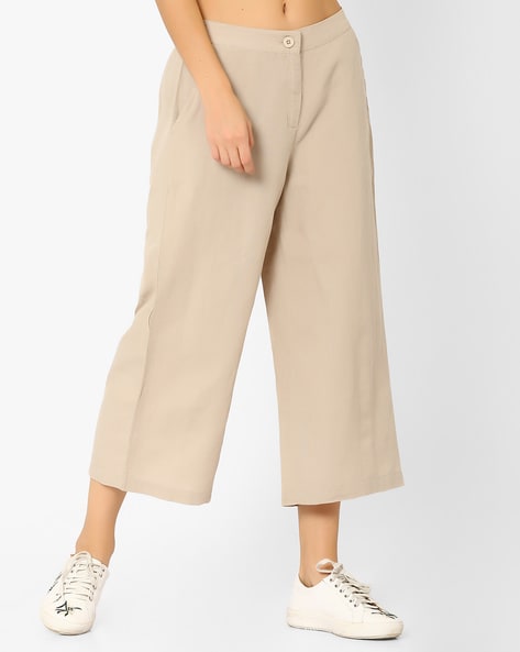Buy PATRORNA Womens Regular Fit Culotte Trousers PT8A1046WhiteL at  Amazonin