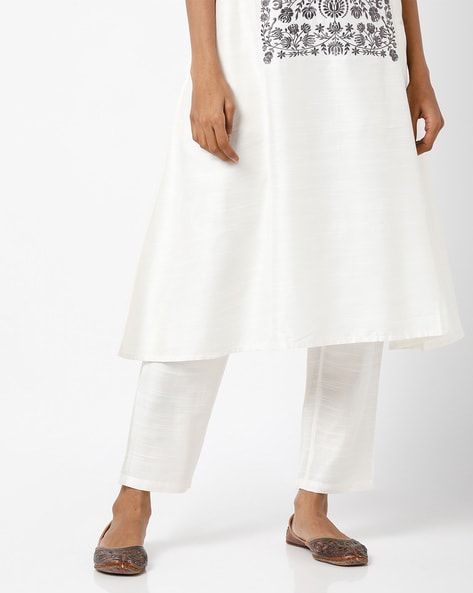 Semi-Elasticated Ankle-Length Pants with Sheen Price in India