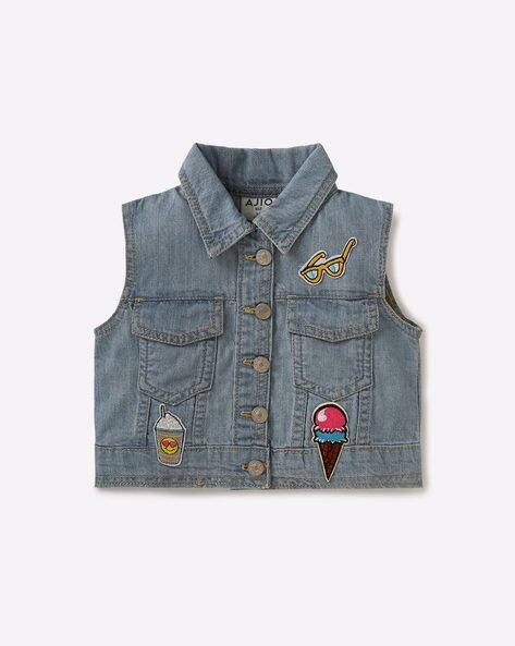 girls sleeveless denim jacket