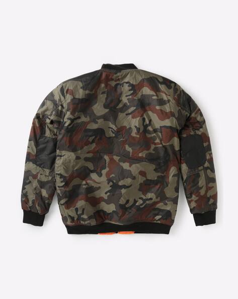 Camouflage Print Zip-Front Jacket view 3