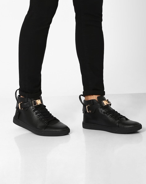 black mid top shoes
