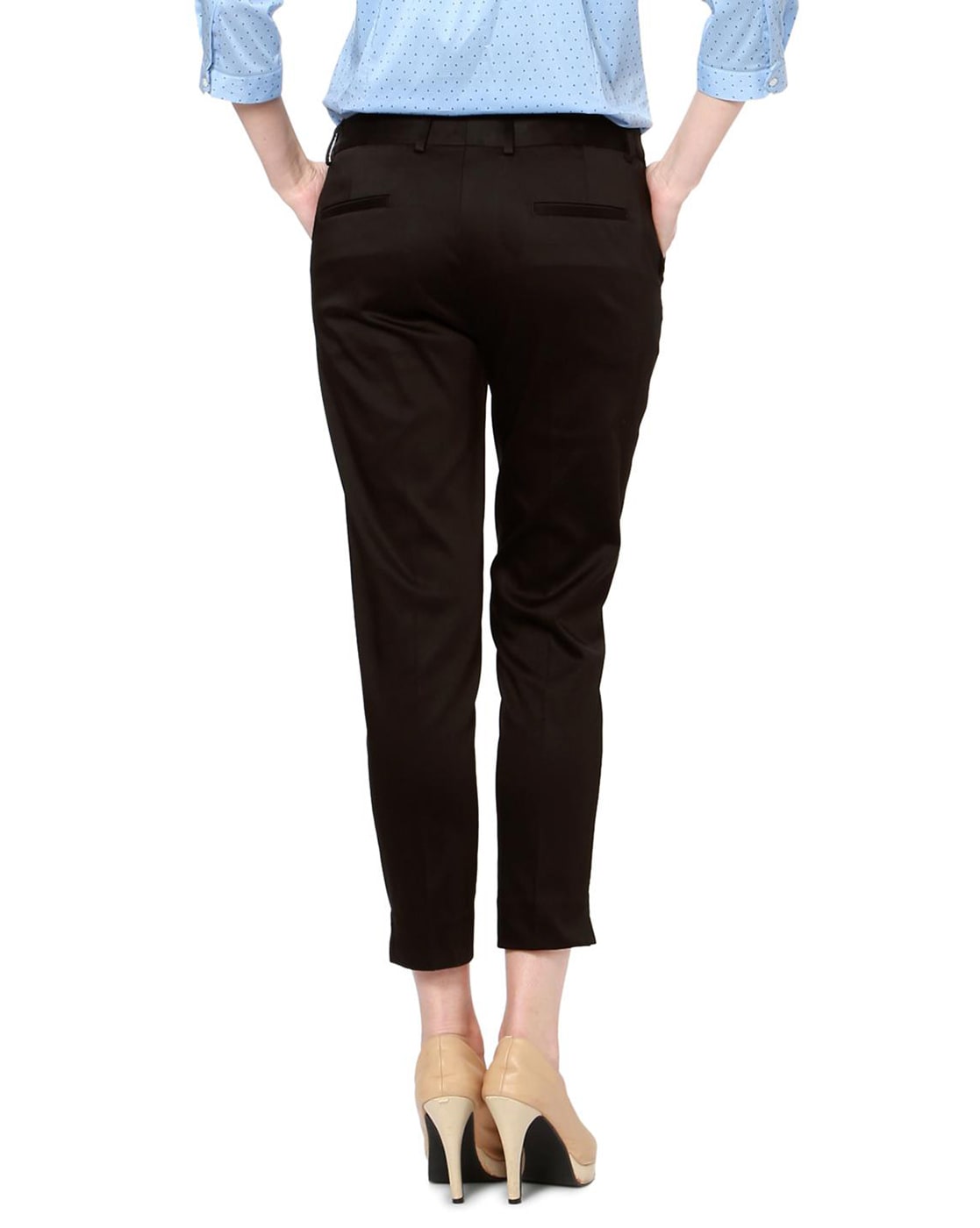 Buy Women Black Regular Fit Solid Business Casual Trousers Online  235858   Allen Solly