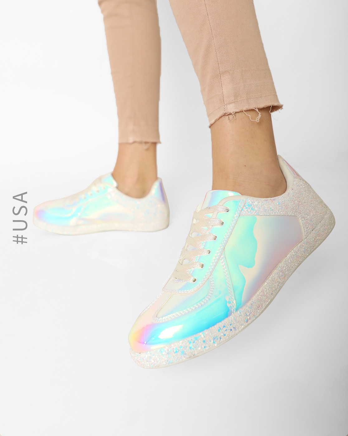 Qupid hologram fashion sneakers