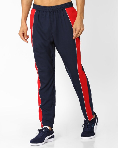 Buy Navy  Red Tapered Fit Track Pants online  Looksgudin