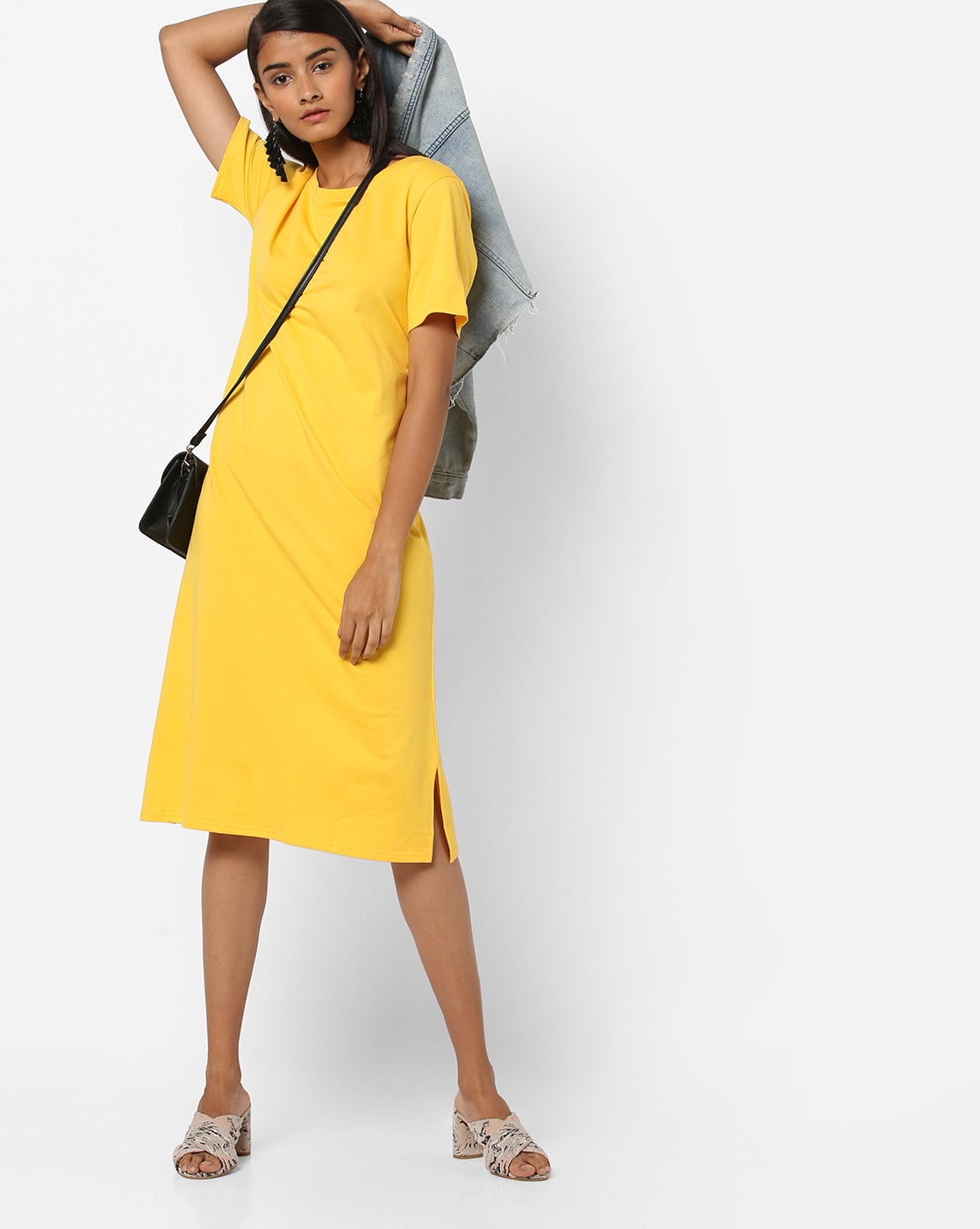 Mustard yellow tshirt store dress