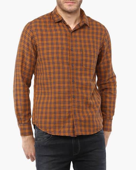 Checked Slim Fit Shirt with Patch Pocket