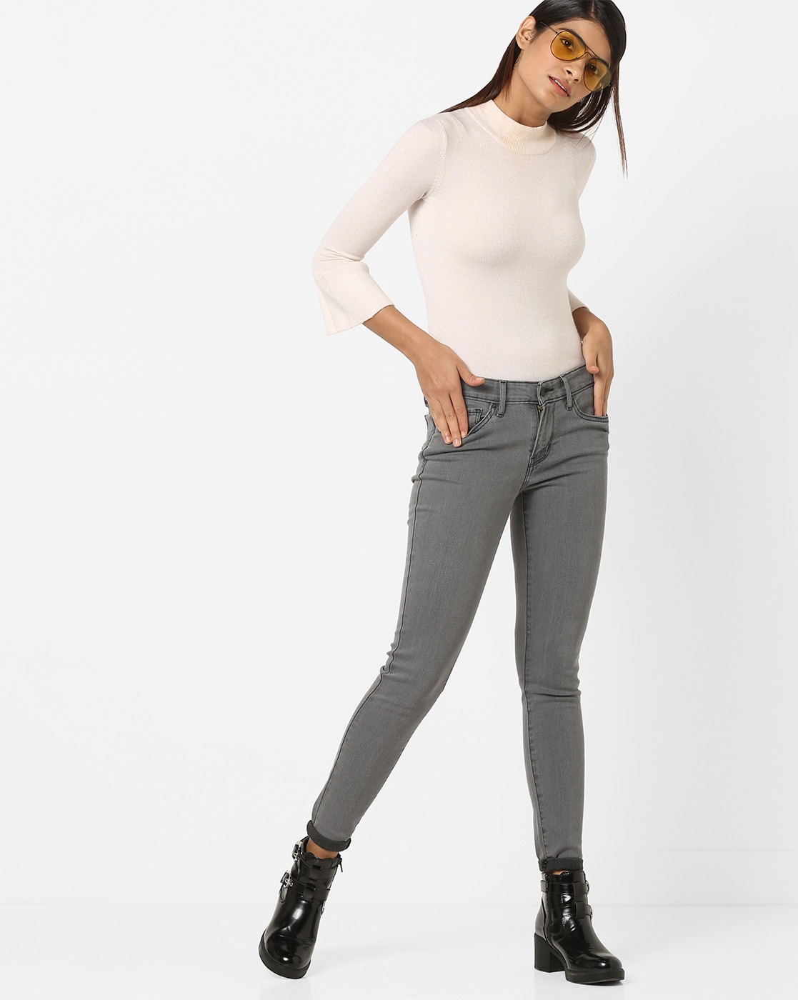 levi's 711 skinny grey jeans