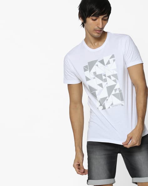 Locomotive Graphic Print Crew-Neck T-shirt