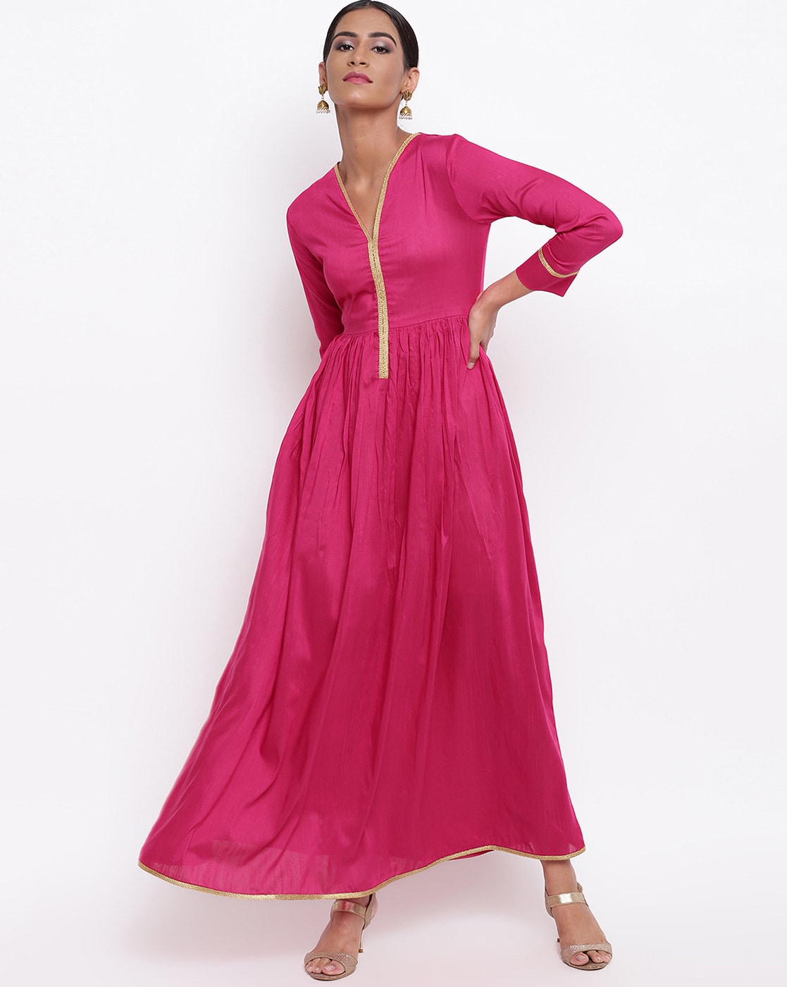 magenta pink gown