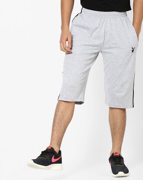 Cotton Shorts With Contrast Taping By Playboy ( Greymelange )