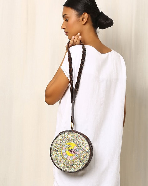 Hand Painted Round Sling Bag for Women's fashion