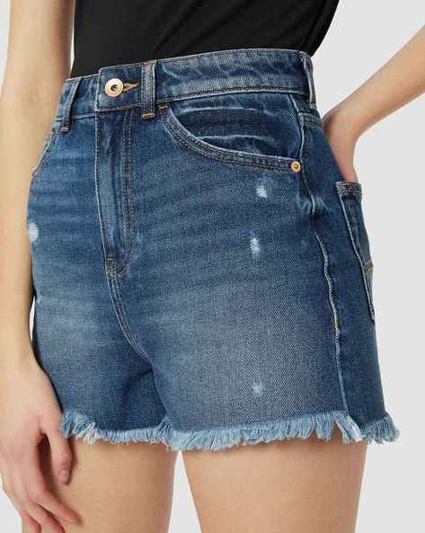 Custom Distressed High Waist Above Knee Women Denim Shorts - China Womens Shorts  Denim and Denim Shorts price | Made-in-China.com