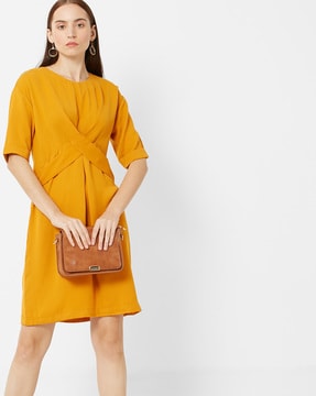 mustard yellow shift dress