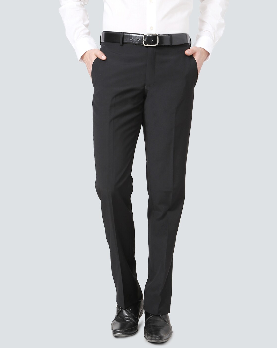 Buy Louis Philippe Men Black Slim Fit Solid Permapress Finest Wrinkle Free Formal  Trousers - Trousers for Men 8295263 | Myntra