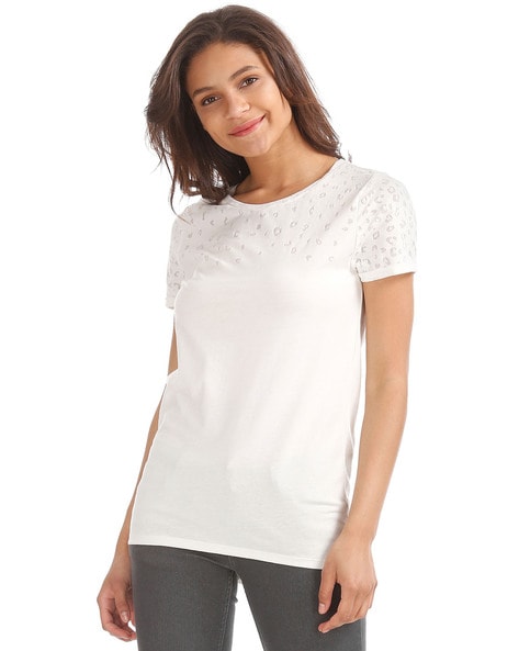 Gap Print Round-Neck Burnout T-shirt