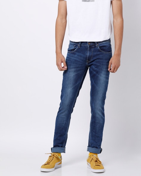 light stone washed denim jeans