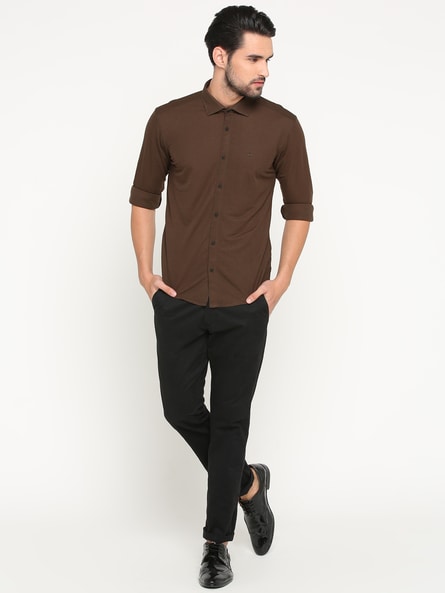 Buy Dark Brown Shirts for Men by SHOWOFF Online | Ajio.com